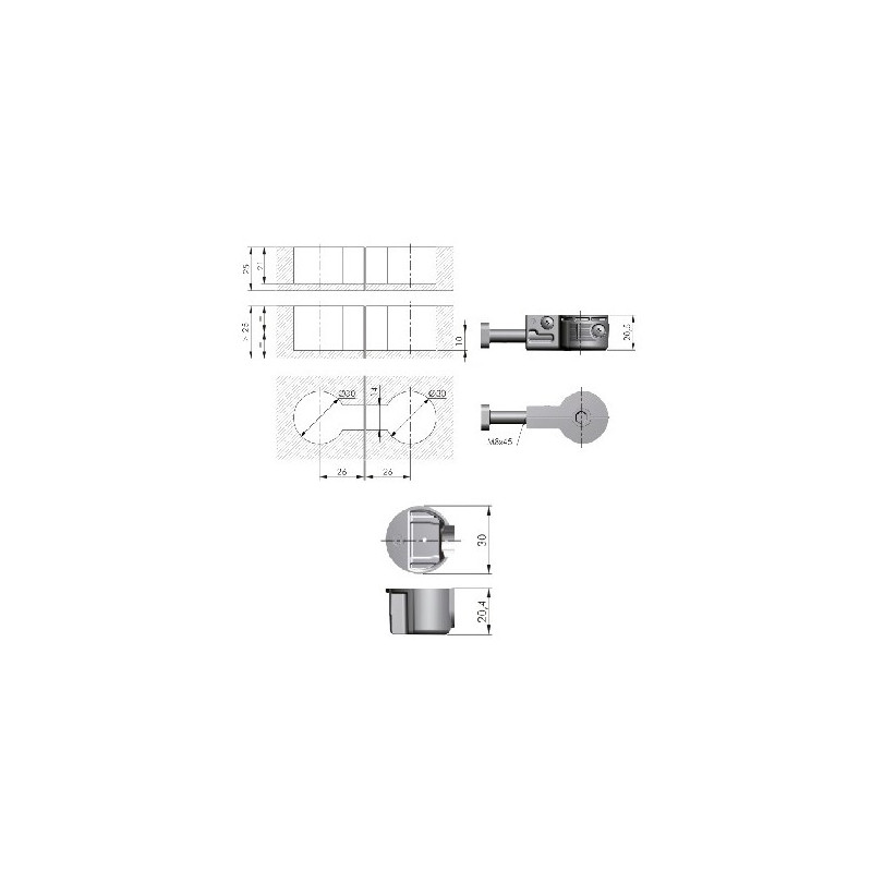 ENSAMBLE ENCIMERA ENS01 M8x48mm BLANCO