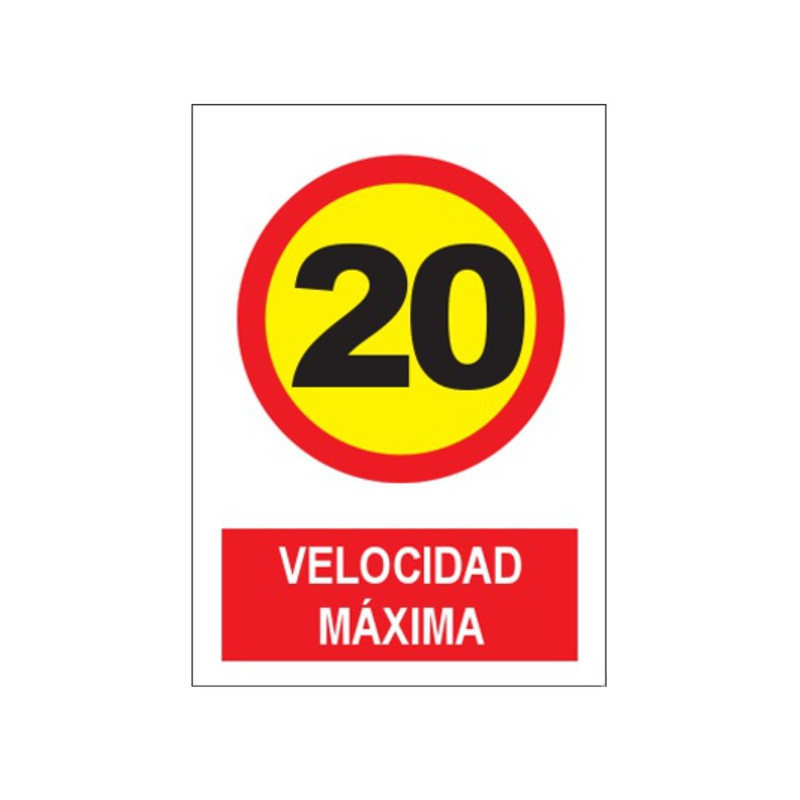 SEÑAL VELOCIDAD MAXIMA 20KM/H 40x30CM