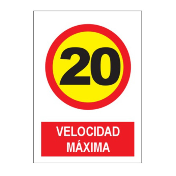 SEÑAL VELOCIDAD MAXIMA 20KM/H 40x30CM