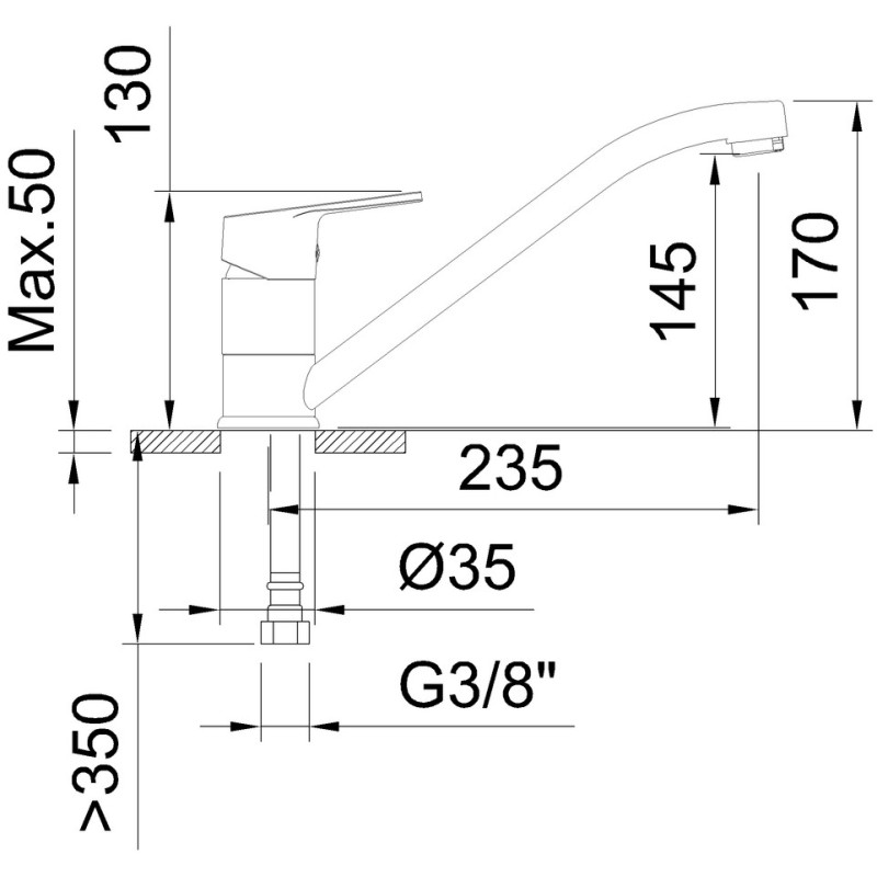MONOMANDO FREGADERO HORIZONTAL GO