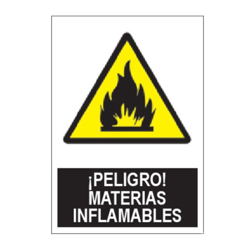 SEÑAL ¡PELIGRO! MATERIALES INFAMABLES 40x30CM
