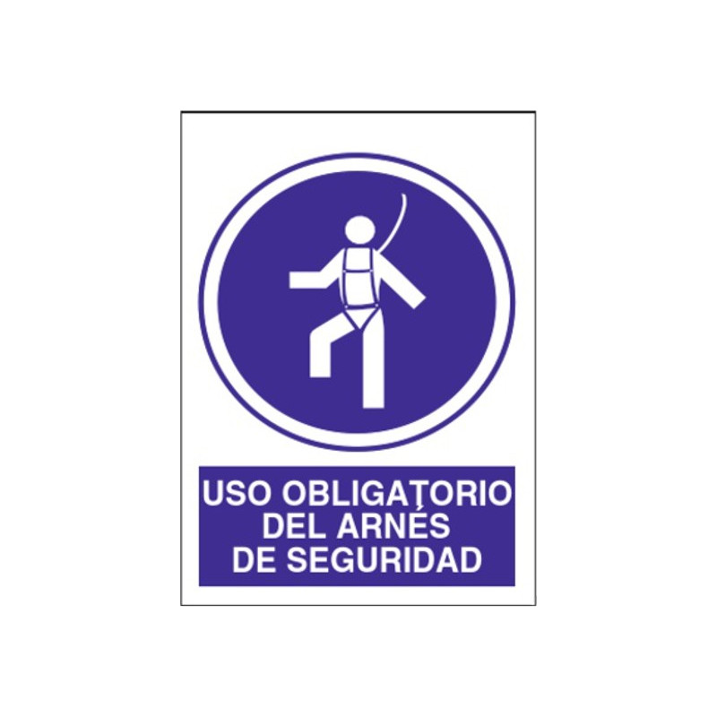 SEÑAL USO OBLIGATORIO DEL ARNES DE SEGURIDAD 40x30CM
