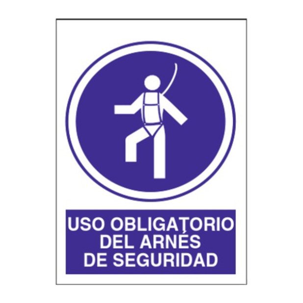 SEÑAL USO OBLIGATORIO DEL ARNES DE SEGURIDAD 40x30CM