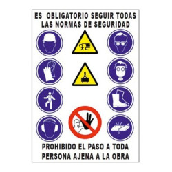 CARTEL COMBINADO OBLIGATORIO SEGUIR NORMAS 100x70CM
