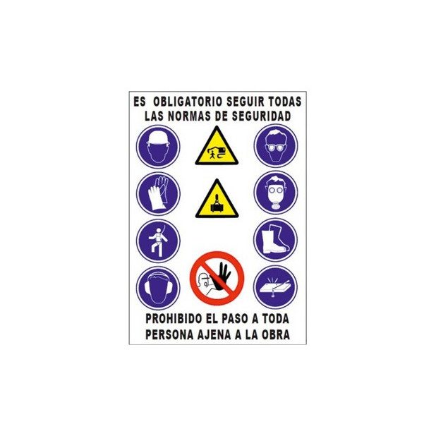 CARTEL COMBINADO OBLIGATORIO SEGUIR NORMAS 100x70CM