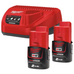 KIT 2 BATERIAS M12B2+CARGADOR C12C MILWAUKEE M12NRG-202