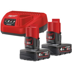 KIT 2 BATERIAS M12B4+CARGADOR C12C MILWAUKEE M12NRG-402