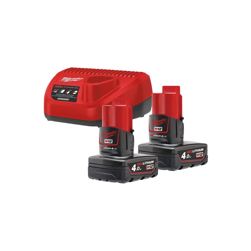 KIT 2 BATERIAS M12B4+CARGADOR C12C MILWAUKEE M12NRG-402