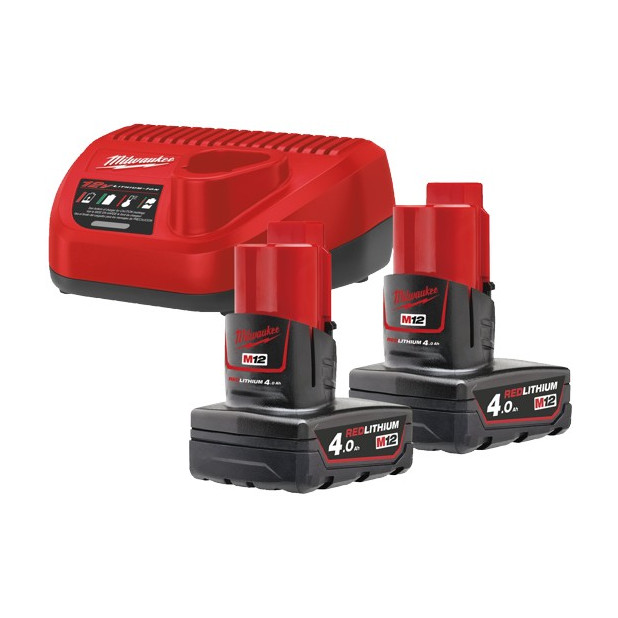 KIT 2 BATERIAS M12B4+CARGADOR C12C MILWAUKEE M12NRG-402