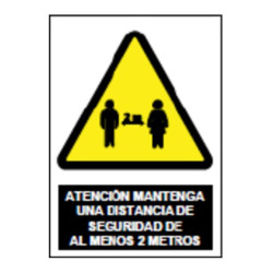 SEÑAL ATENCION MANTENGA DISTANCIA DE SEGURIDAD 21x29CM