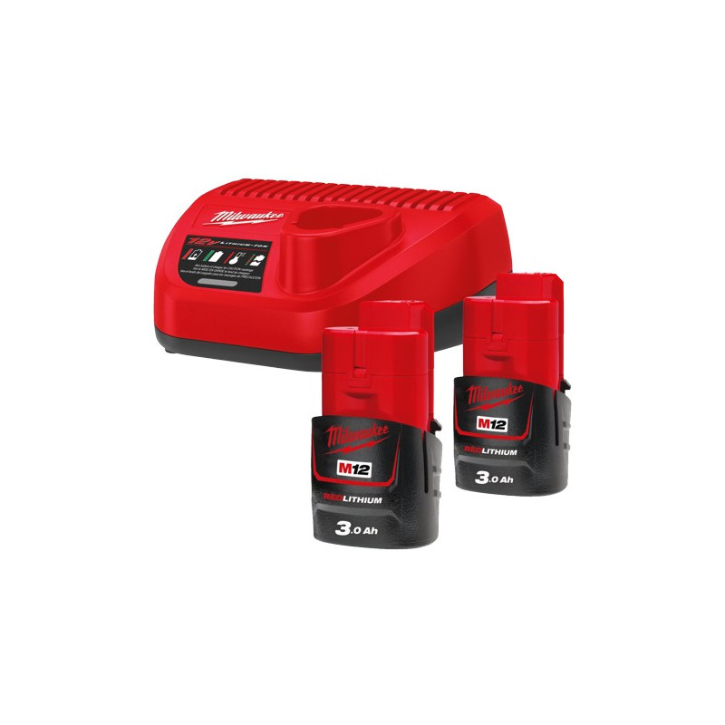KIT 2 BATERIAS M12B3+CARGADOR C12C MILWAUKEE M12NRG-302