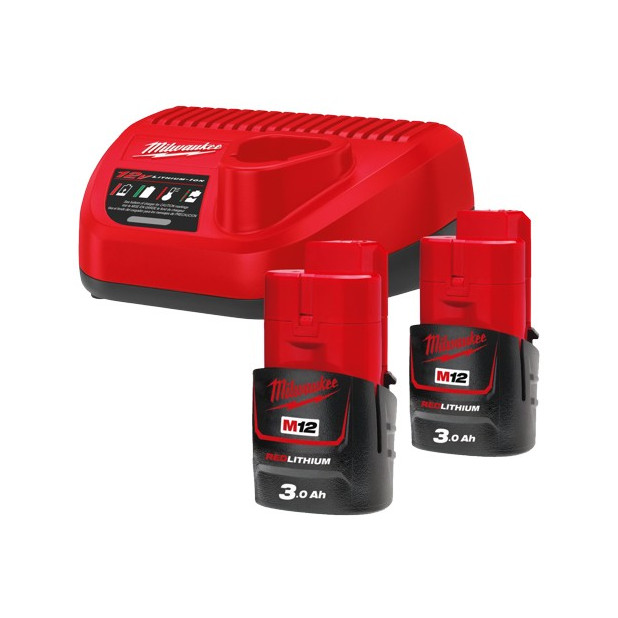 KIT 2 BATERIAS M12B3+CARGADOR C12C MILWAUKEE M12NRG-302