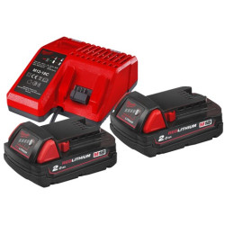 KIT 2 BATERIAS M18B2+CARGADOR M12-18C MILWAUKEE M18NRG-202