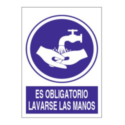 SEÑAL OBLIGATORIO LAVARSE LAS MANOS 21x29CM