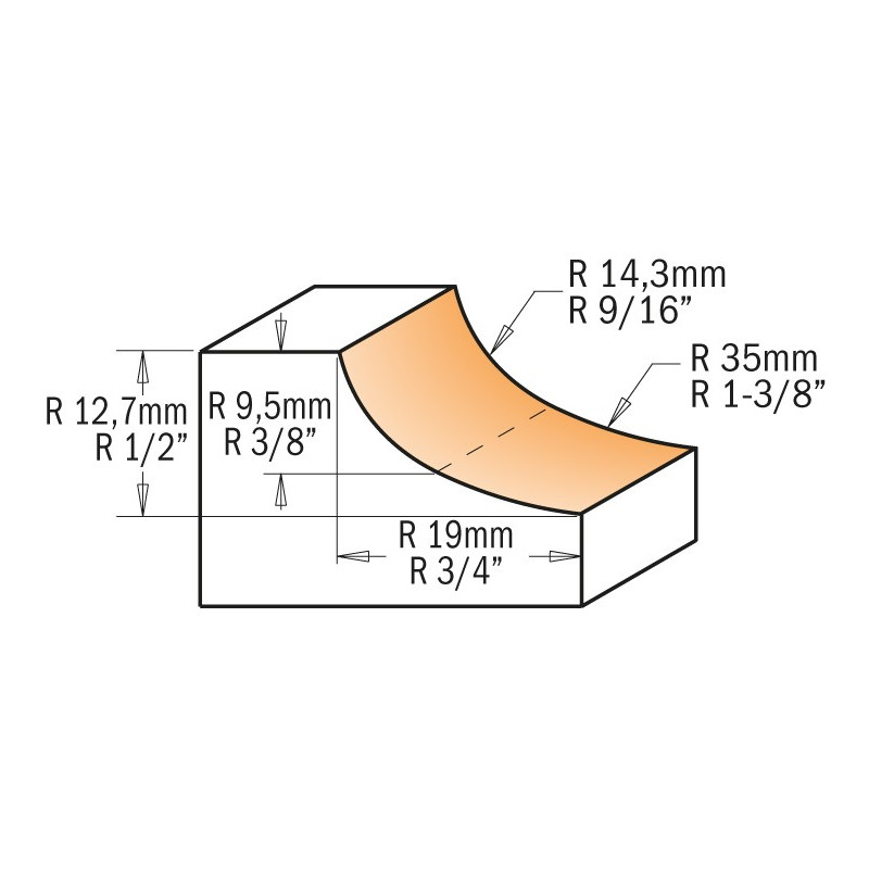 FRESA CMT D-38,1mm. I-15,5mm R-12,7mm. S-6mm.