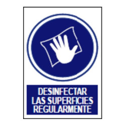 SEÑAL DESINFECTAR LAS SUPERFICIES REGULARMENTE  21x29CM