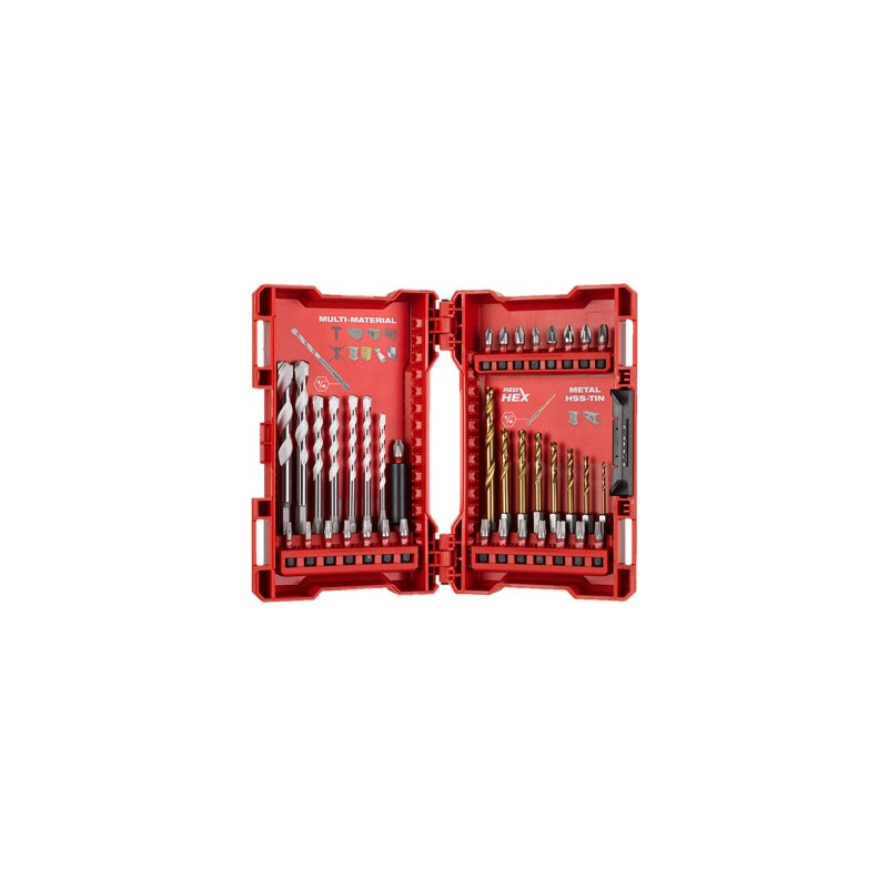 ESTUCHE 39PZ BROCAS MILWAUKEE MULTIMAT.+RED HEX DESCAT.
