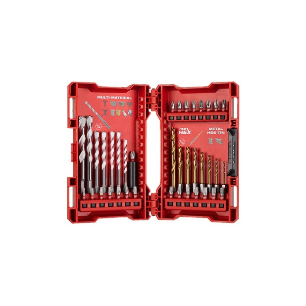 ESTUCHE 39PZ BROCAS MILWAUKEE MULTIMAT.+RED HEX DESCAT.