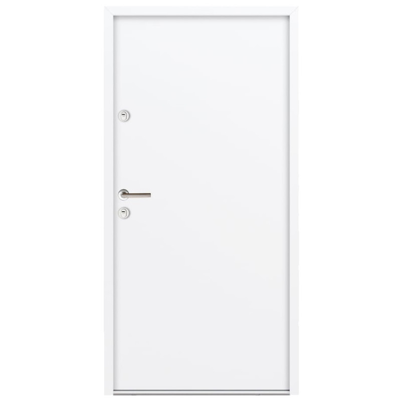 PUERTA EXT. METAL 2080x980 LISA BLANCA DCHA. C/MANILLA