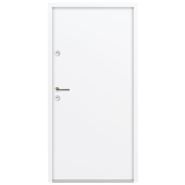 PUERTA EXT. METAL 2080x980 LISA BLANCA DCHA. C/MANILLA