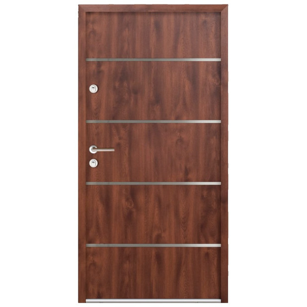 PUERTA EXT. METAL 2080x980 NOGAL IZQ. C/MANILLA