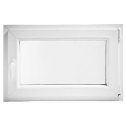 VENTANA PVC 1 HOJA BLANCA 580x880 DCHA. C/MANILLA