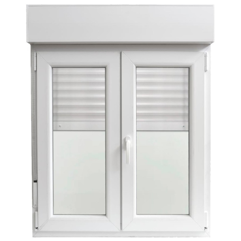 VENTANA PVC 2 HOJAS BLANCA 1000x1000 +17CM PERSIANA C/MANILLA