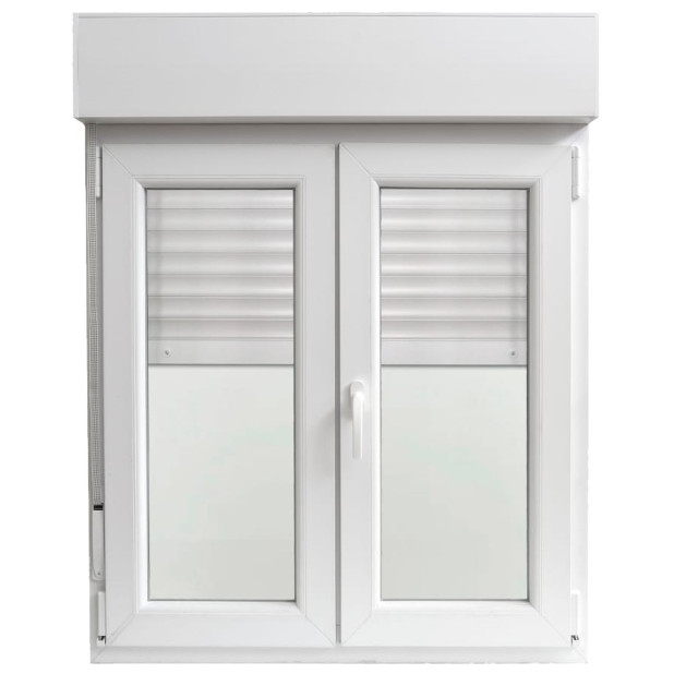 VENTANA PVC 2 HOJAS BLANCA 1000x1000 +17CM PERSIANA C/MANILLA