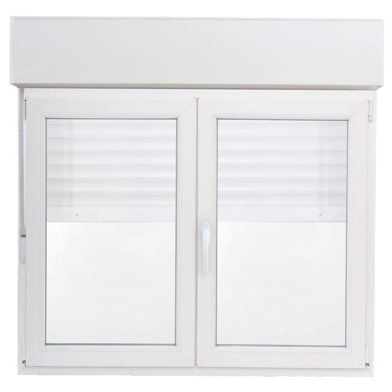 VENTANA PVC 2 HOJAS BLANCA 1000x1200 +17CM PERSIANA C/MANILLA