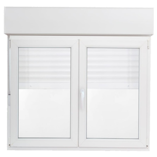 VENTANA PVC 2 HOJAS BLANCA 1000x1200 +17CM PERSIANA C/MANILLA