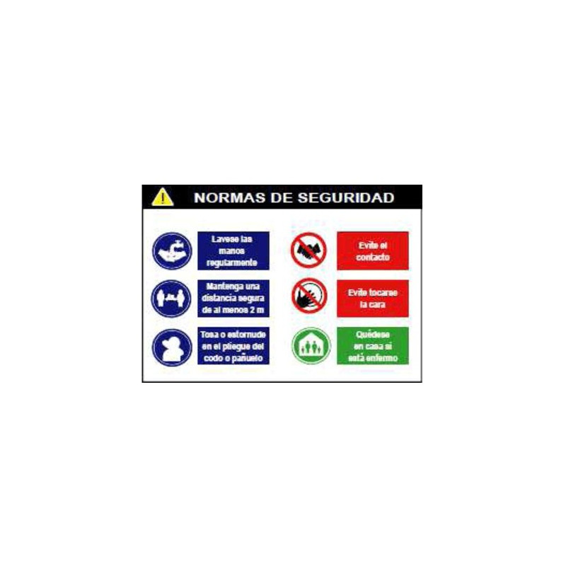 SEÑAL NORMAS DE SEGURIDAD HORIZONTAL 40x30CM