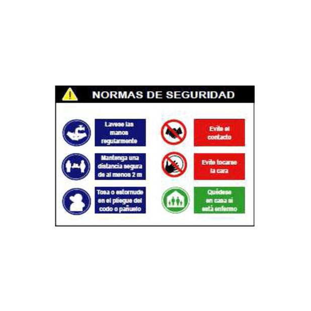 SEÑAL NORMAS DE SEGURIDAD HORIZONTAL 40x30CM