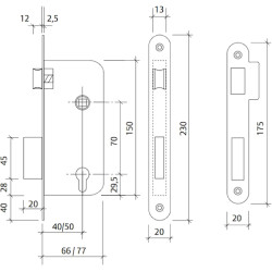 CERRADURA EMBUTIR TESA 130 50 HN CIL. NIQU. F/RED