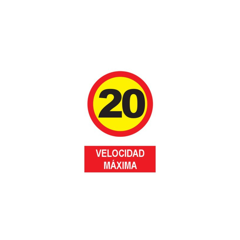 SEÑAL VELOCIDAD MAXIMA 20KM/H  21x29CM