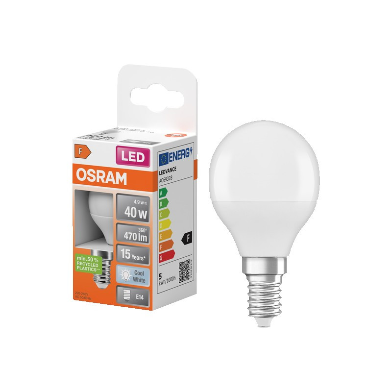 BOMBILLA LED STAR CLASSIC P 40 4,9W 840 230V FVR E14