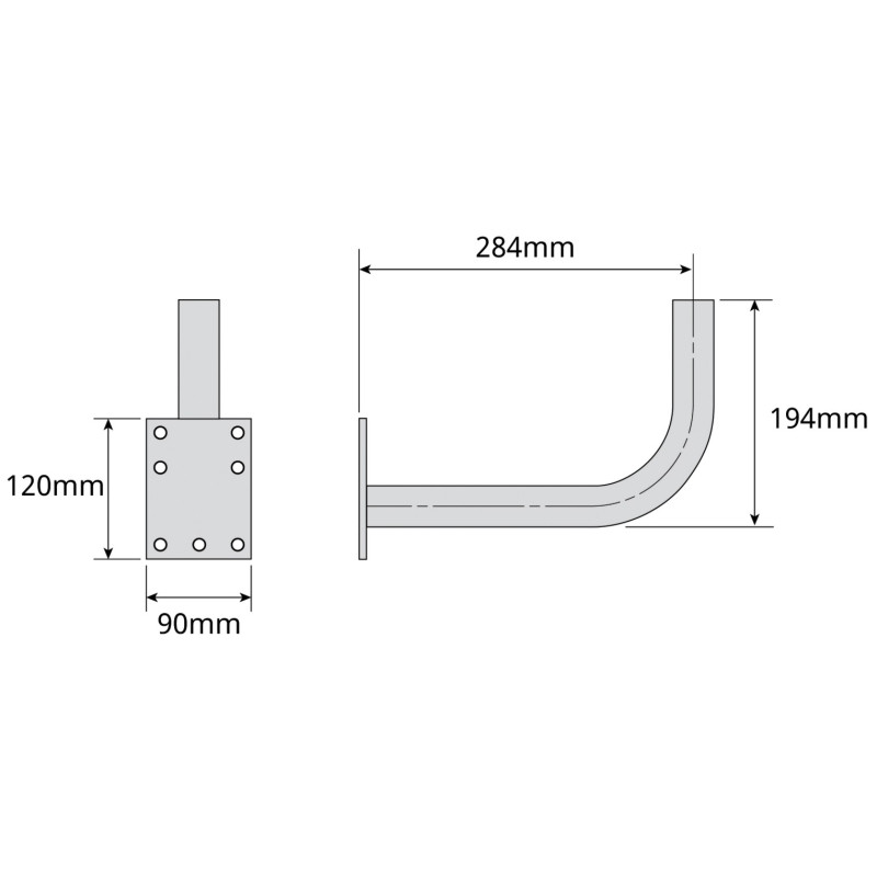 SOPORTE PARED "L" RPR 284x194/ Ø35x1,5mm