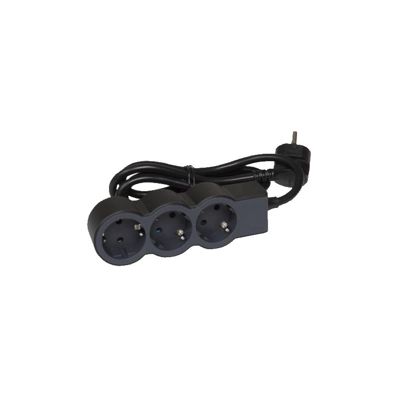 BASE MULTIPLE STD 3x2P+T 1,5M NEGRO S/INT.