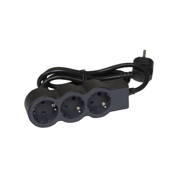 BASE MULTIPLE STD 3x2P+T 1,5M NEGRO S/INT.