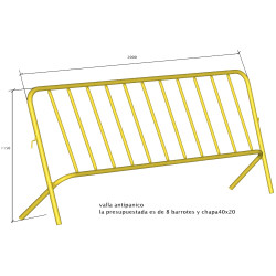 VALLA PEATONAL ANTIPANICO DE 2,00x1,20 CHAPA 40 X20