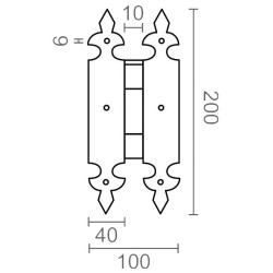 BISAGRA MARIPOSA BS33 200x100mm NEGRO