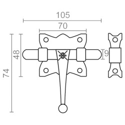 PASADOR FORJA PS11 70mm NEGRO