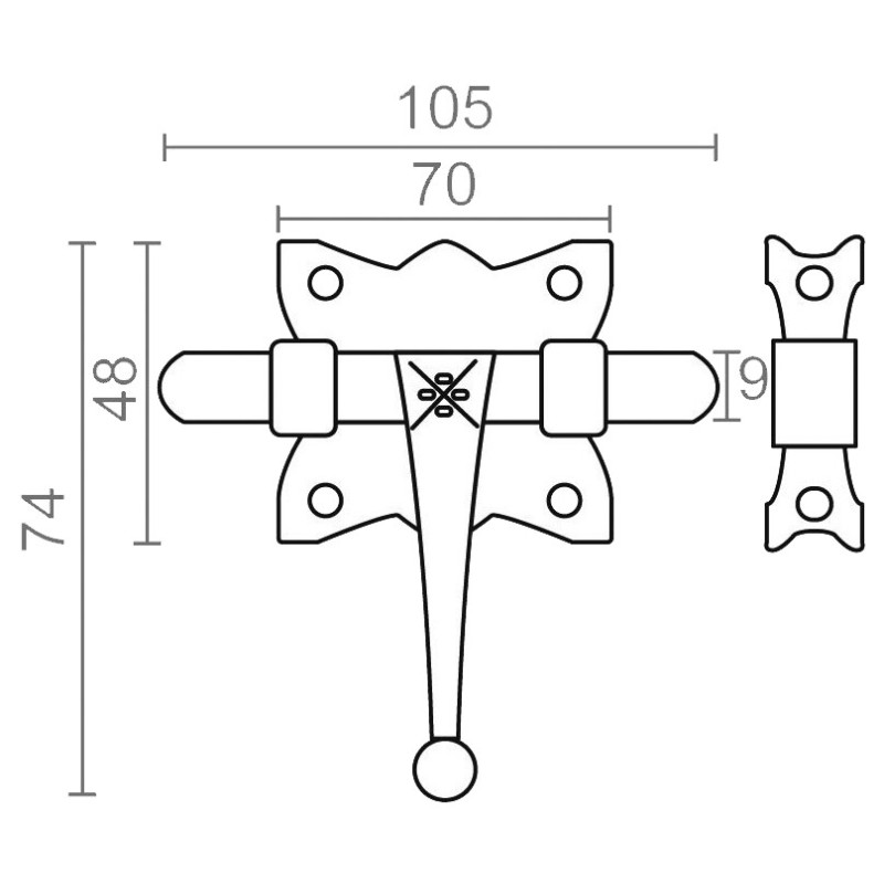 PASADOR FORJA PS11 70mm NEGRO