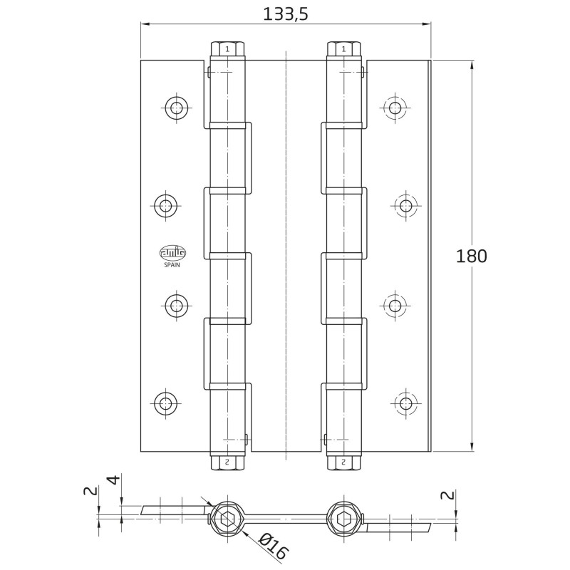 BISAGRA AMIG 3035 180x133 ALUM BLANCO