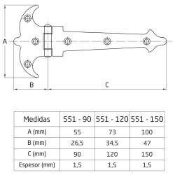 BISAGRA AMIG 551-150 ACERO NEGRO