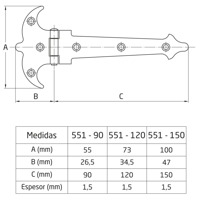 BISAGRA AMIG 551-150 ACERO NEGRO