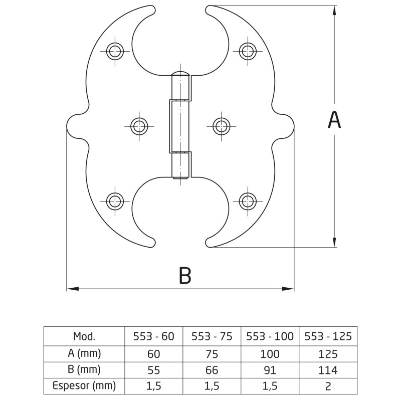 BISAGRA AMIG 553-60 ACERO NEGRO