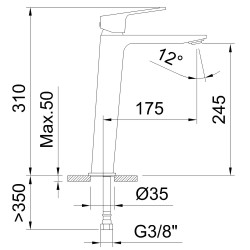 MONOMANDO LAVABO 245mm VOGUE XTREME
