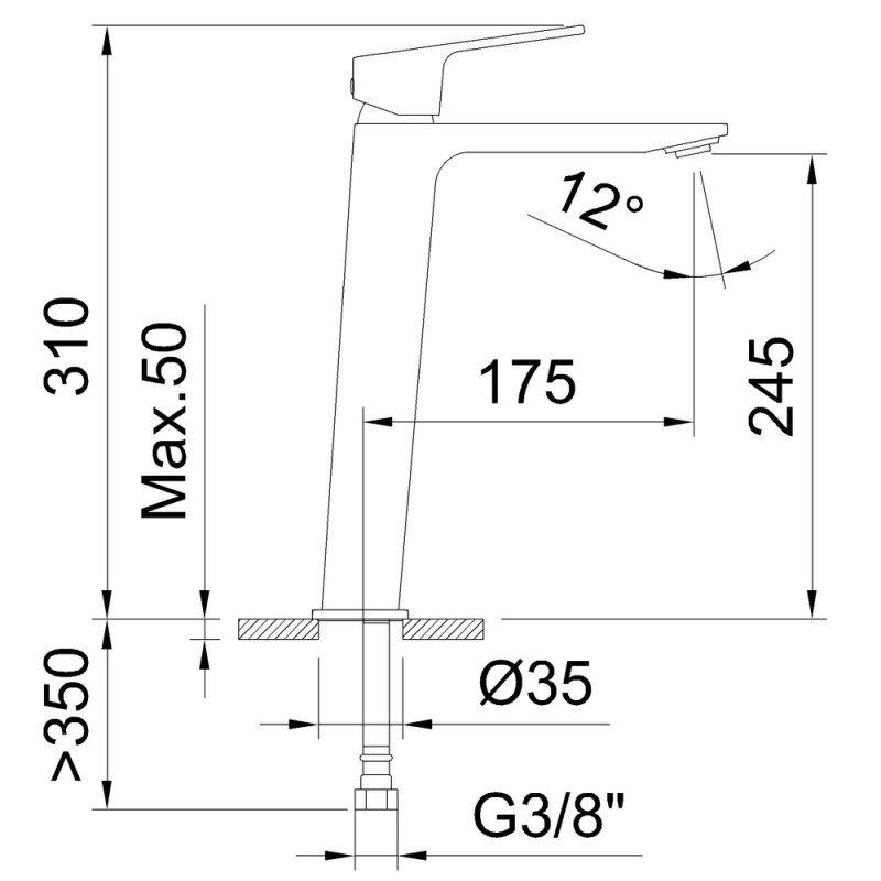 MONOMANDO LAVABO 245mm VOGUE XTREME