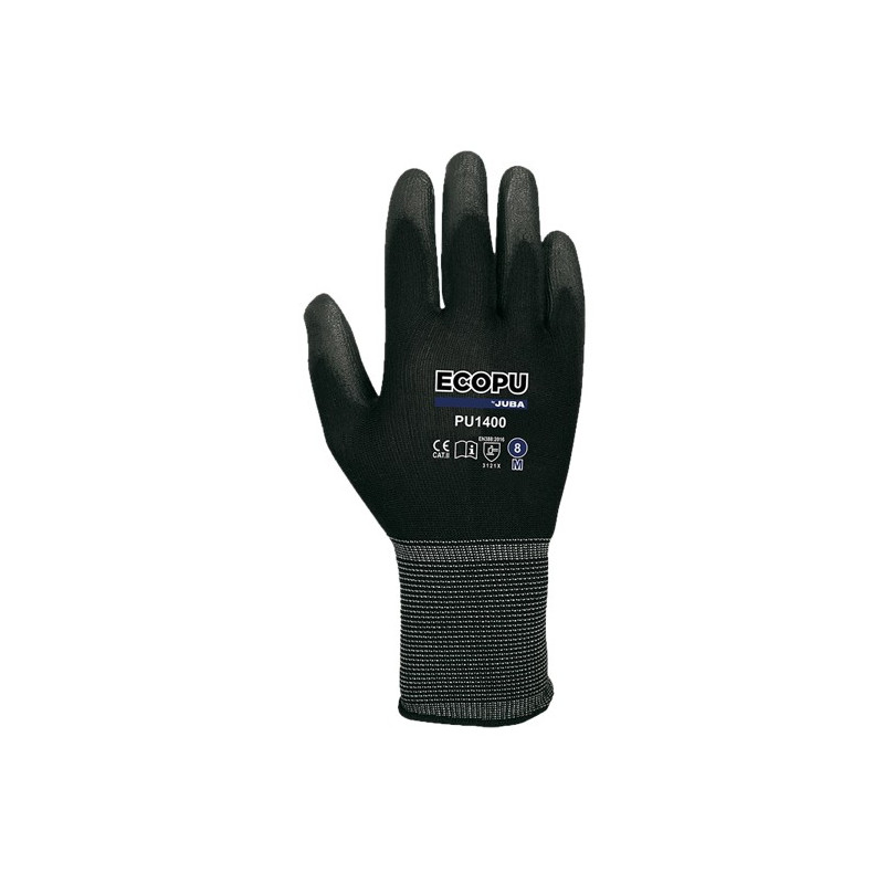 GUANTE ECO-PU NYLON PU NEGRO T.8