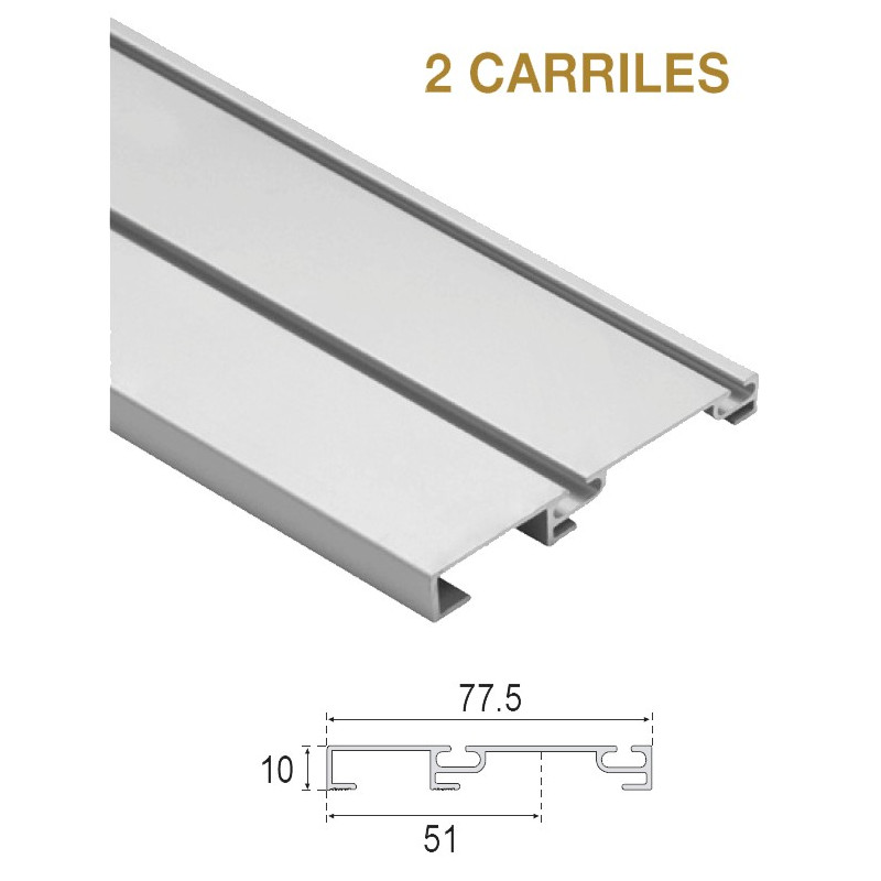 GUIA INFERIOR 2MTS ALINEADA PLATA MATE